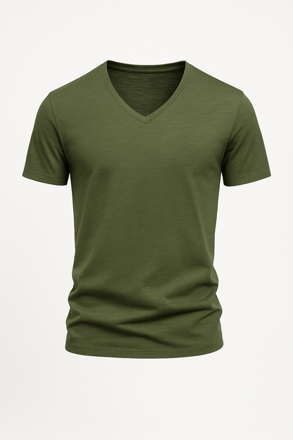 Bamboe heren T-shirt met V-hals lichtgewicht –Ambroos