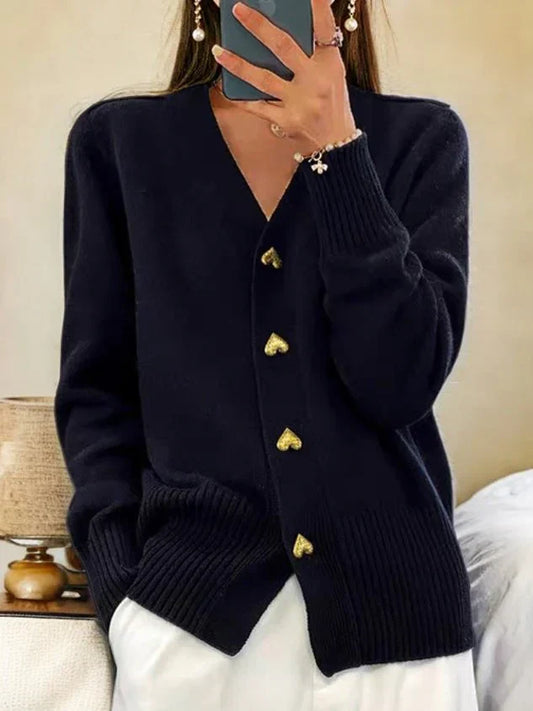 Cardigan Met Hartjesprint Zacht en Stijlvol – Lila