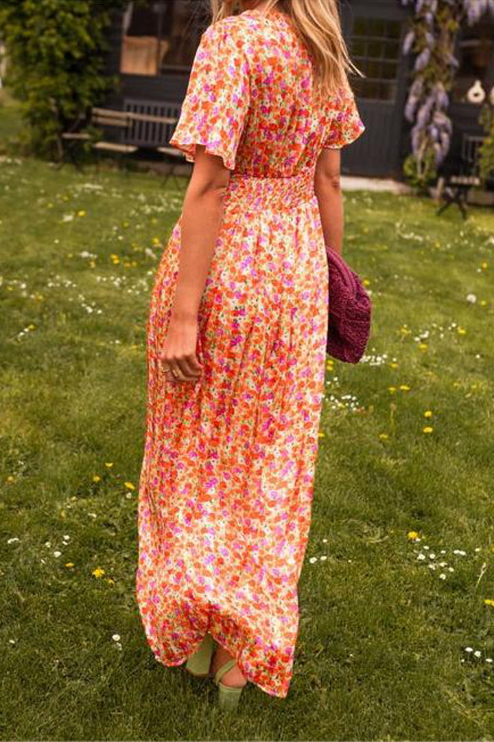 Dames Lange Bloemenjurk Vloeiend Ademend Comfort – Fiora