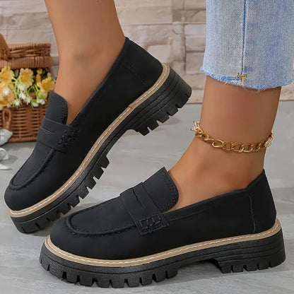 Chunky dames loafers met verhoogde zool en suede – Lurova
