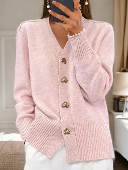 Cardigan Met Hartjesprint Zacht en Stijlvol – Lila