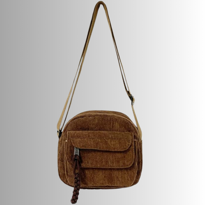 Corduroy crossbody tas voor dames met vakken – Luniva