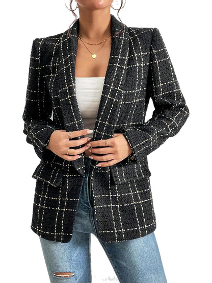 Geruite damesblazer voor elegante stijl en comfort – Clara