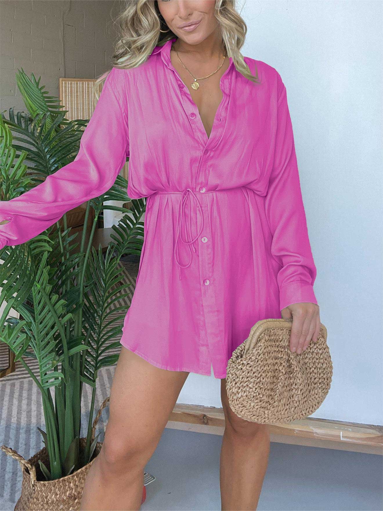 Satijnen dames set met blouse en short – Alurelle