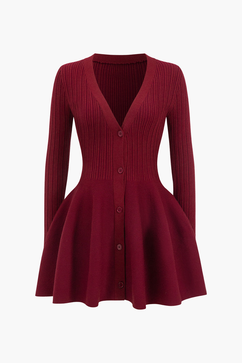 Stijlvolle V-hals jurk met puff zoom – Olivia