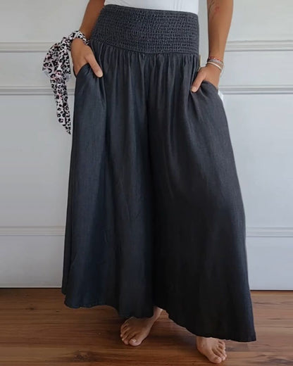 Dames broek hoge taille wijde pijpen elegant – Noralyn