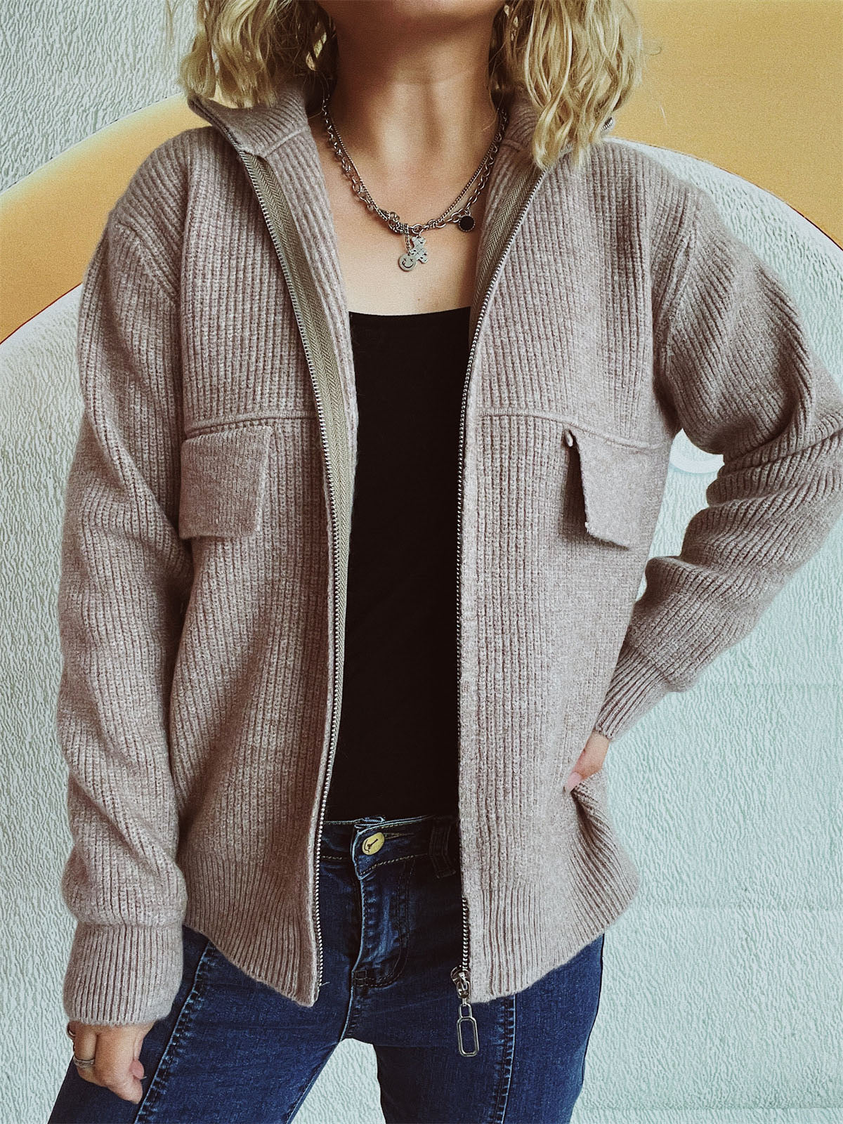 Comfortabele dames cardigan met rits – Julia