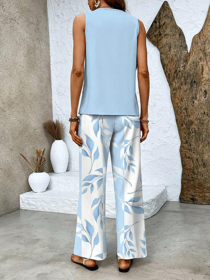 Zomerse Tweedelige Dames Set met Wijde Broek – Esther