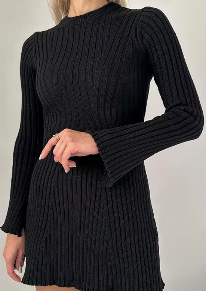 Gebreide mini jurk met uitlopende mouwen dames – Mila