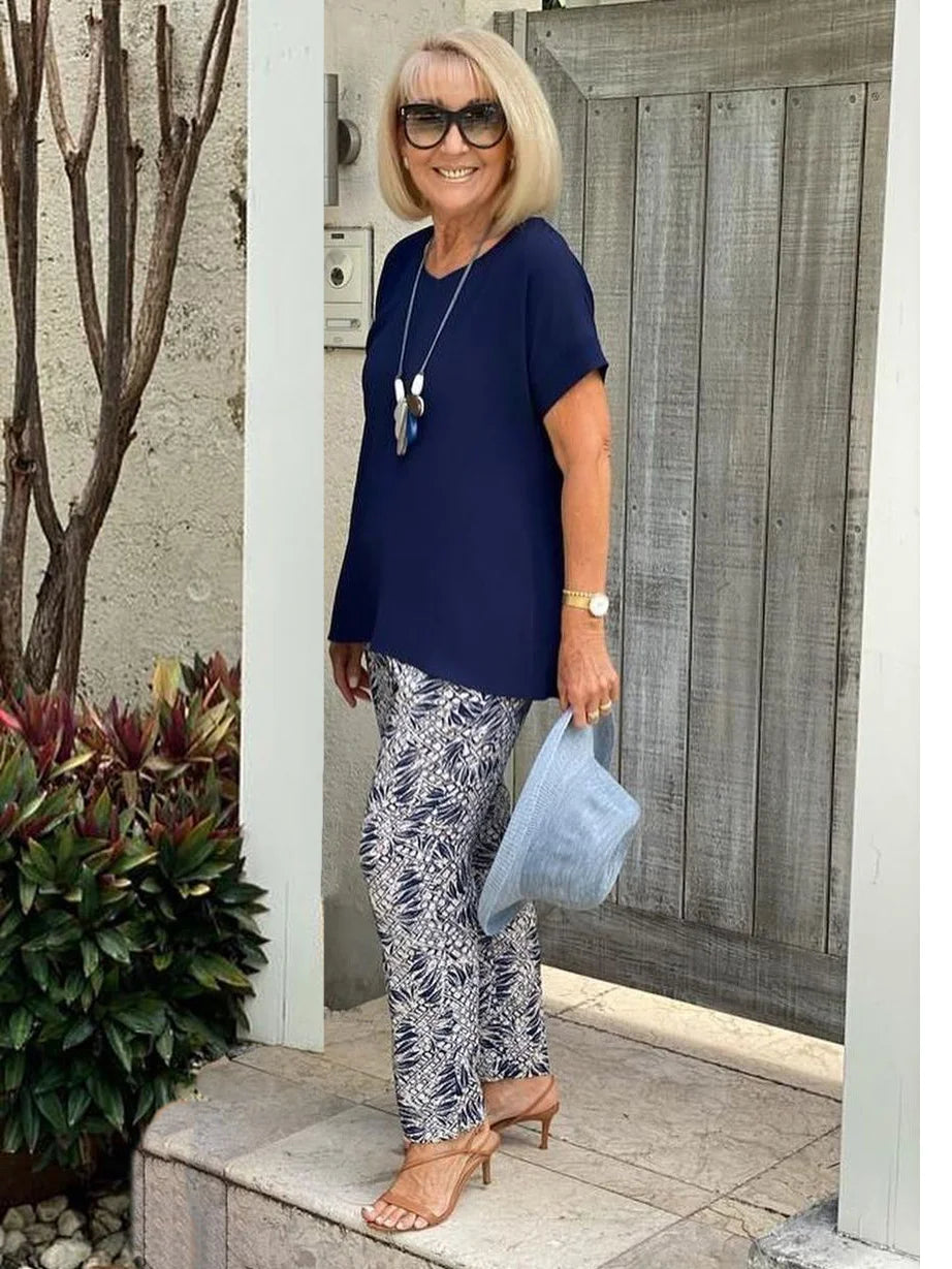 Dames Tweedelige Set Marineblauw Comfort Reizen – Avina