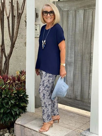Dames Tweedelige Set Marineblauw Comfort Reizen – Avina