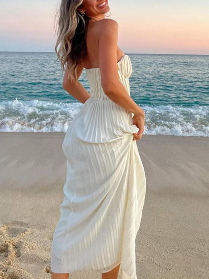 Strapless plissé jurk voor dames met elegante snit – Evelynne