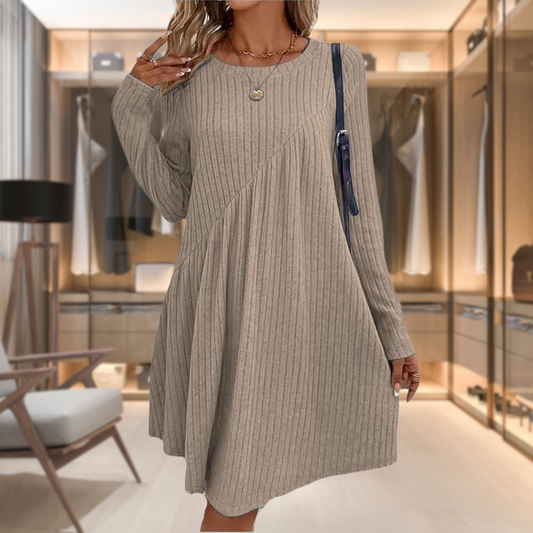 Dames jurk lang mouw herfst comfortabel stijlvol – Renalya