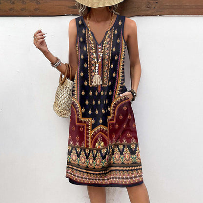 Vintage maxi jurk met etnische print – Selina
