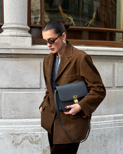 Vintage suède damesblazer met elegante pasvorm – Isabella