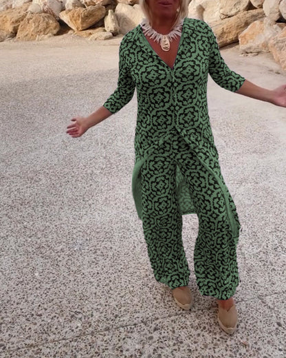 Vintage damespak met blouse en broek - Laura
