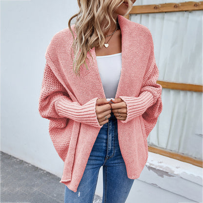 Knitted Cardigan Met Grote Kraag Voor Winter - Sara