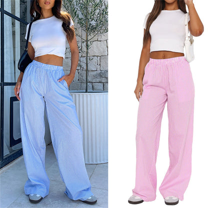 Oversized Krijtstreep Damesbroek met Hoge Taille – Nalani