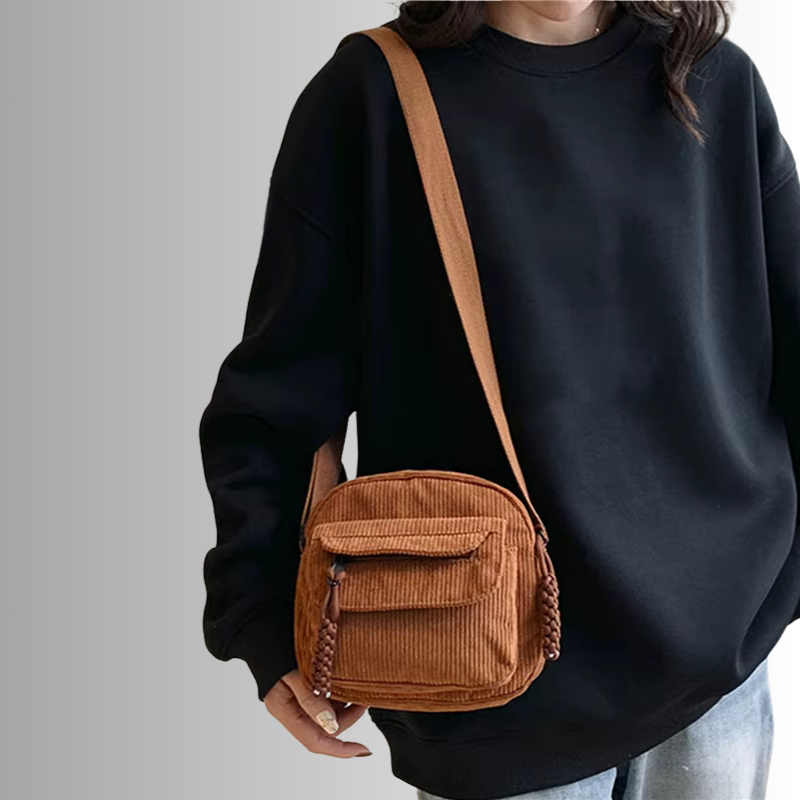 Corduroy crossbody tas voor dames met vakken – Luniva