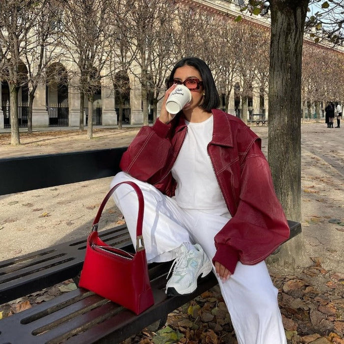 Oversized dames leren jack voor een gedurfde look – Ruby