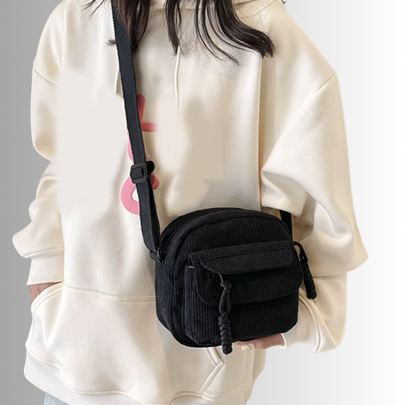 Corduroy crossbody tas voor dames met vakken – Luniva