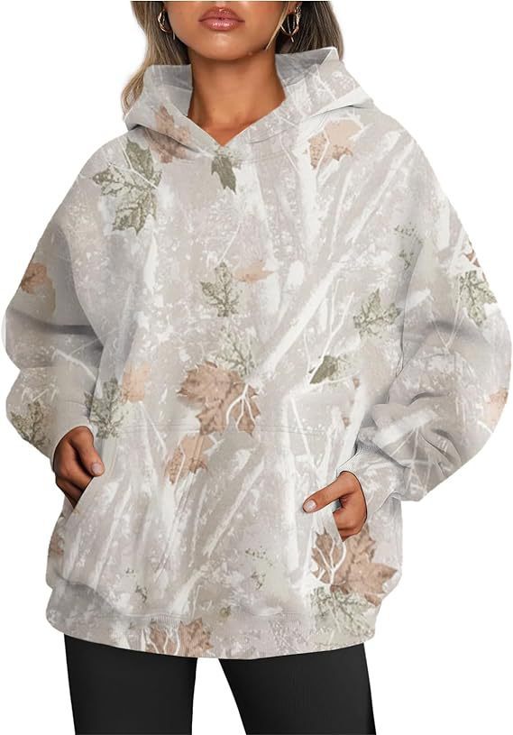 Oversized camouflage hoodie met kangoeroezak – River