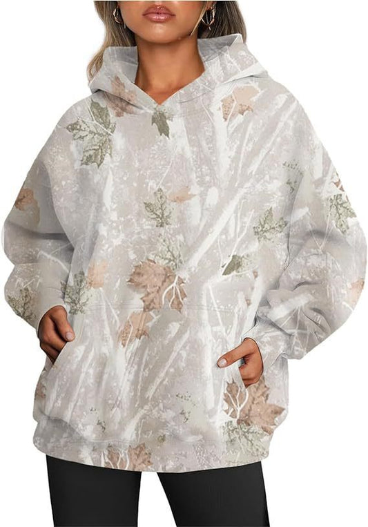 Oversized camouflage hoodie met kangoeroezak – River