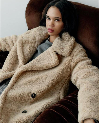Lange Teddyjas voor Dames met Faux Fur Look – Solenne