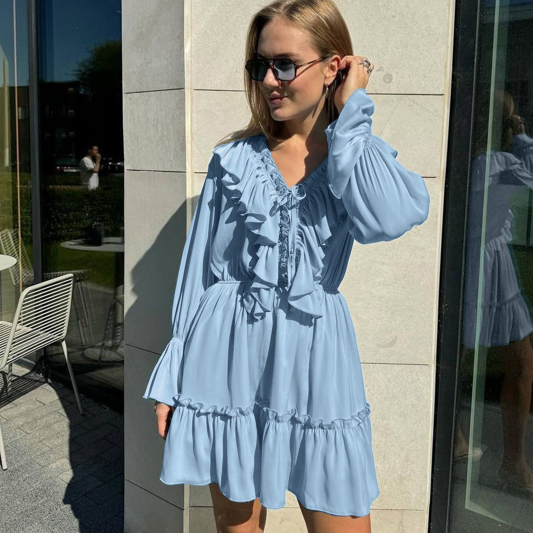 Elegante Korte Jurk Met Flare Mouwen - Anne