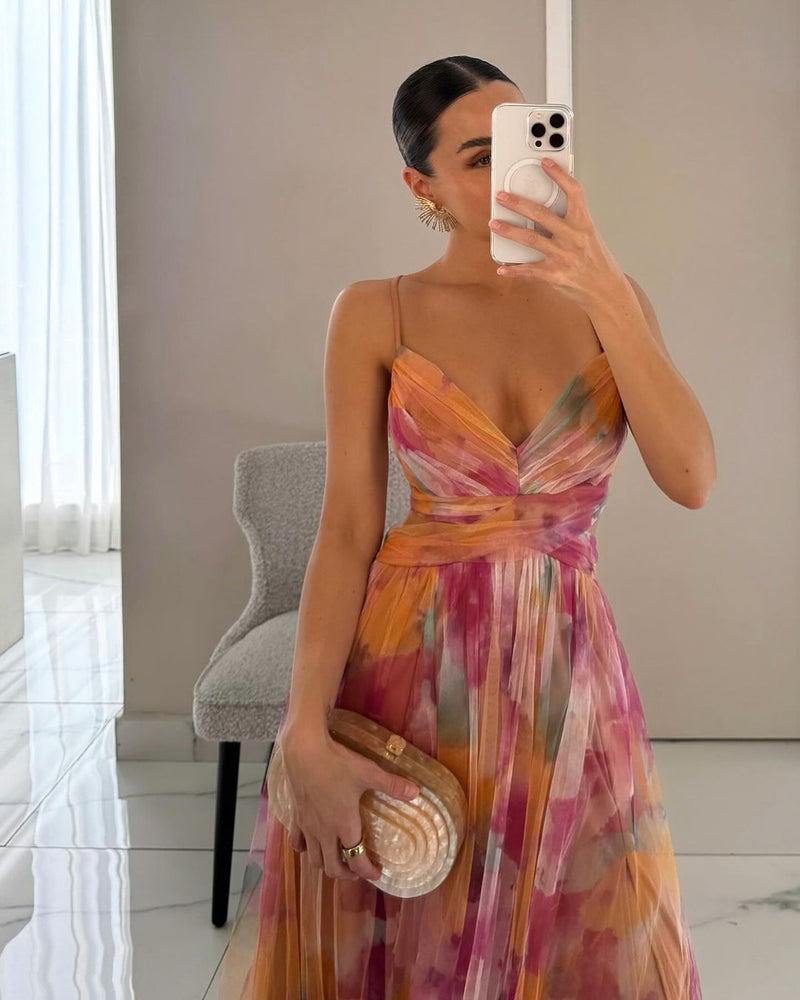 Maxi zomerjurk bloemenprint luchtig elegant lang – Sorellia