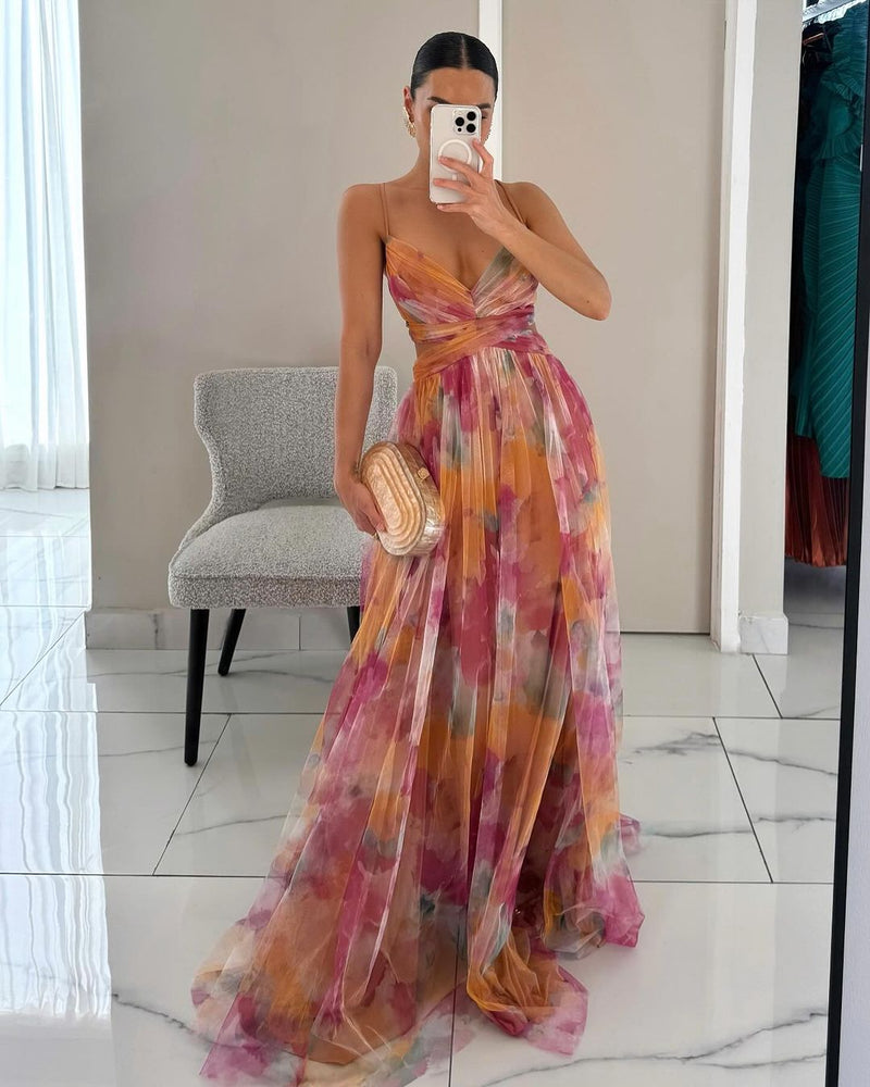 Maxi zomerjurk bloemenprint luchtig elegant lang – Sorellia
