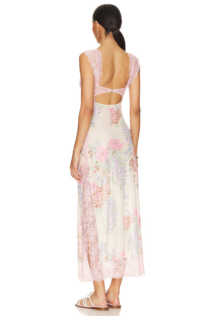 Maxi jurk met bloemenprint en open rug – Selena