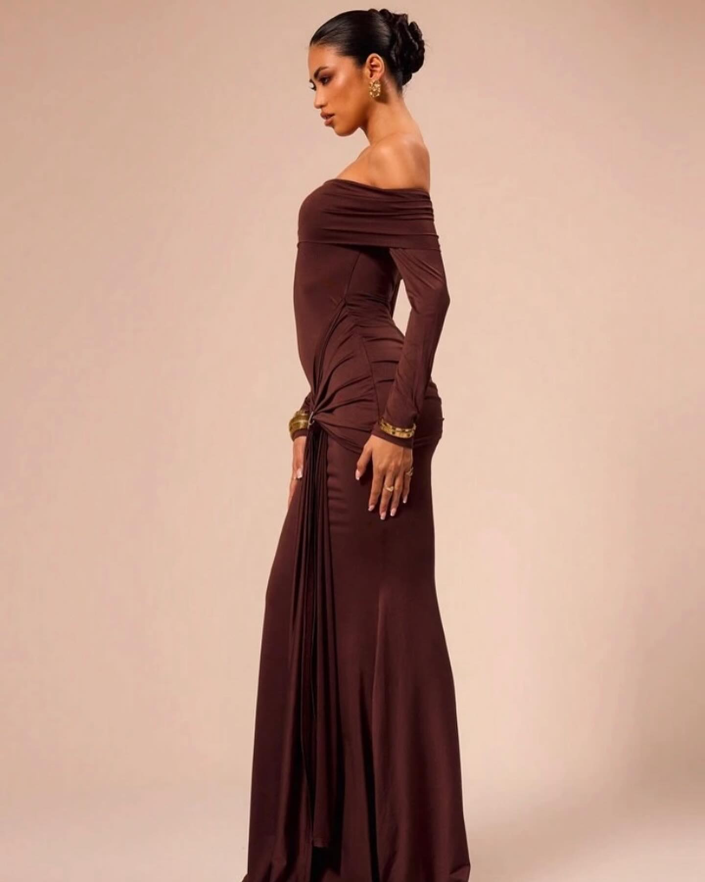 Off shoulder maxi jurk stretch en elegant dames – Celestia