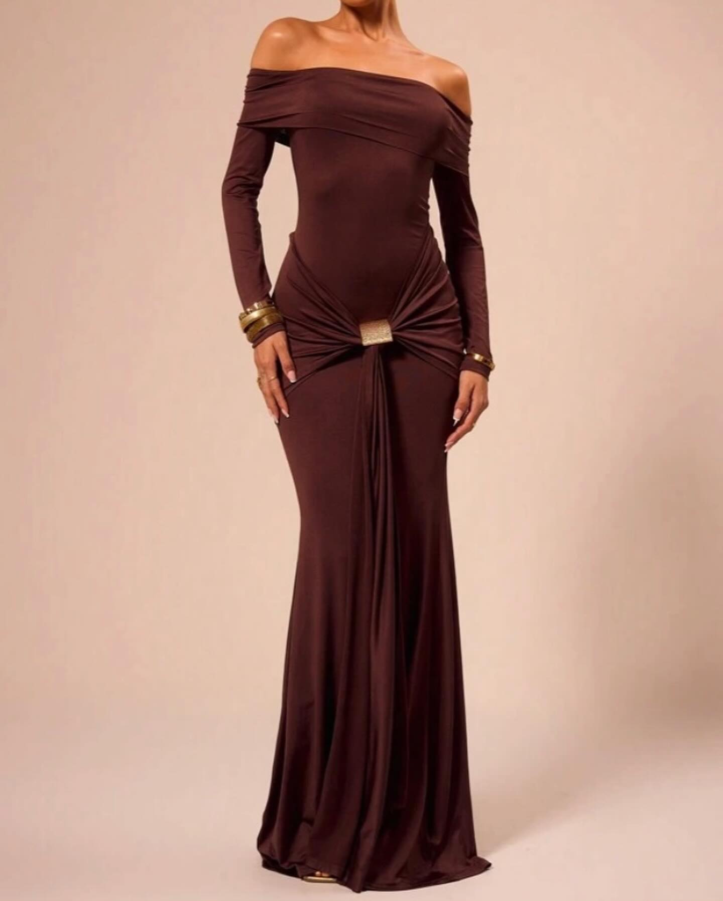Off shoulder maxi jurk stretch en elegant dames – Celestia