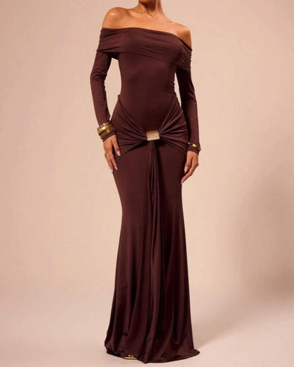 Off shoulder maxi jurk stretch en elegant dames – Celestia