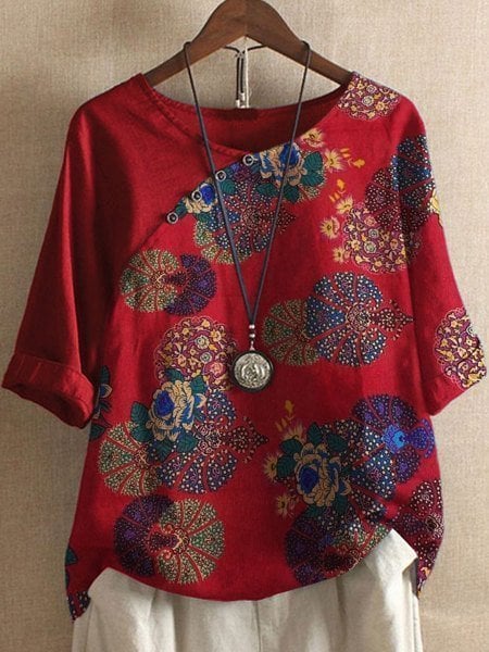 Zomerblouse Bloemenprint Losse Pasvorm Grote Maten – Felice