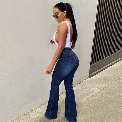 High-waist flared jeans met vintage wassing – Zoë