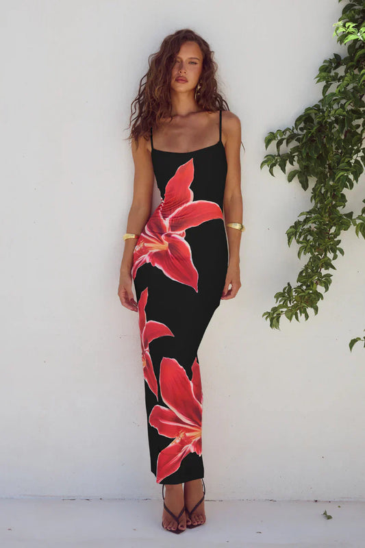 Bloemenjurk met rugsplit voor dames in zomerse stijl – Elira