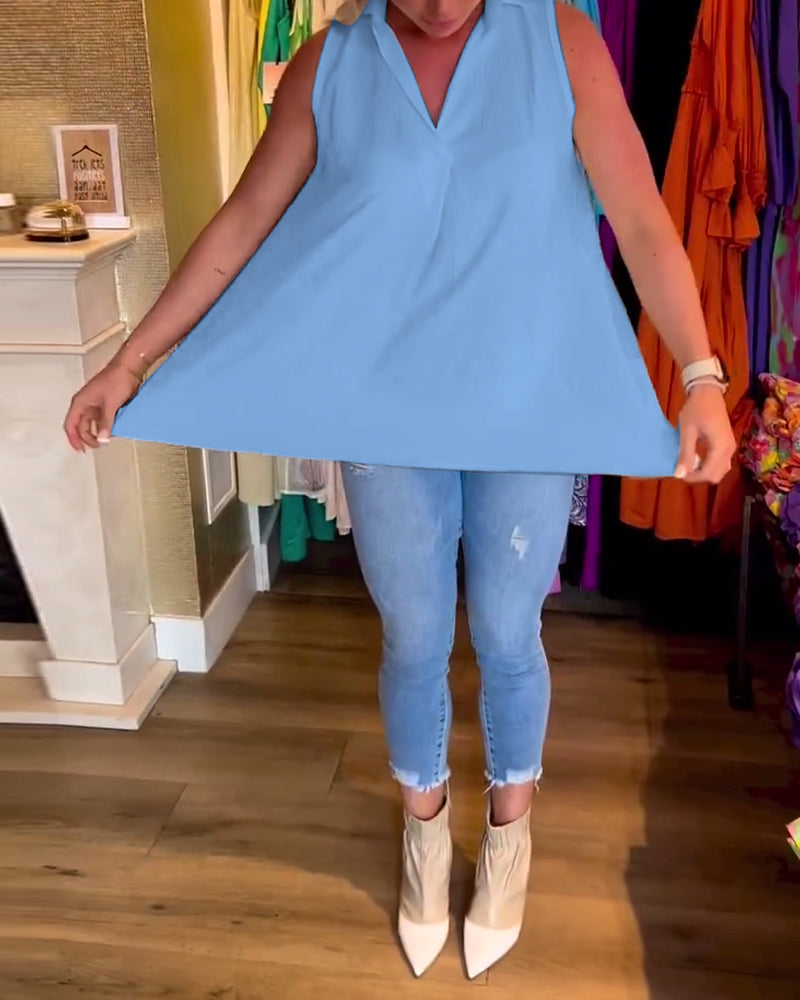 Dames top effen mouwloos zomer casual – Lureva