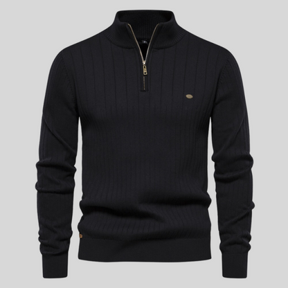 Heren ribbeltrui met spierpasvorm en luxe afwerking – Finsaro