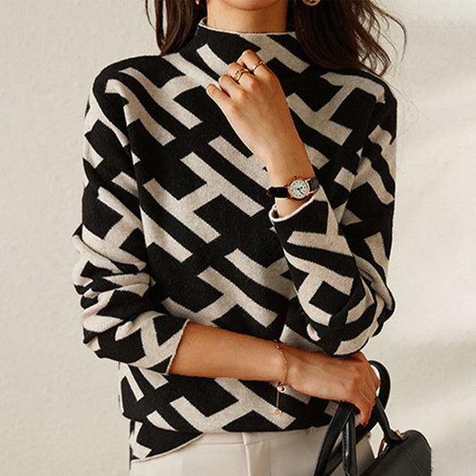 Trendy geometrische damestrui met moderne snit – Sophie