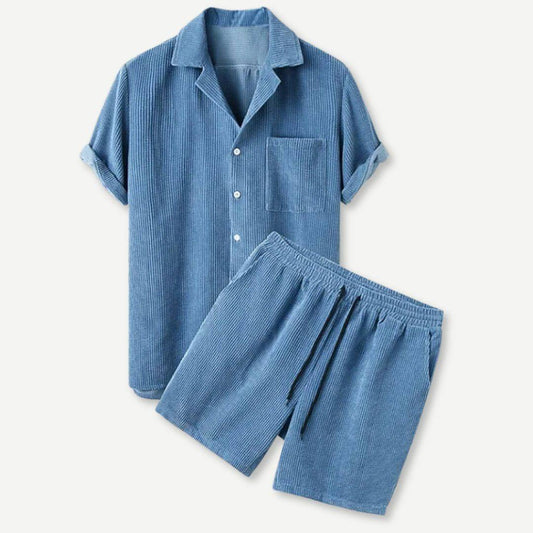 Casual Corduroy Shirt en Shorts Set voor Zomer – Lucas