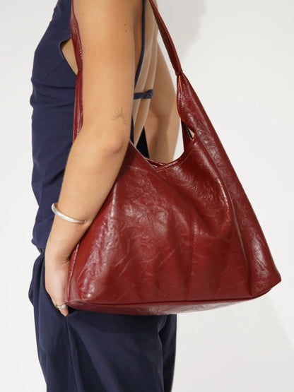 Vegan leren schoudertas met clutch – Meravi