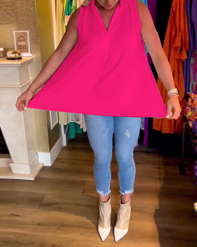 Dames top effen mouwloos zomer casual – Lureva