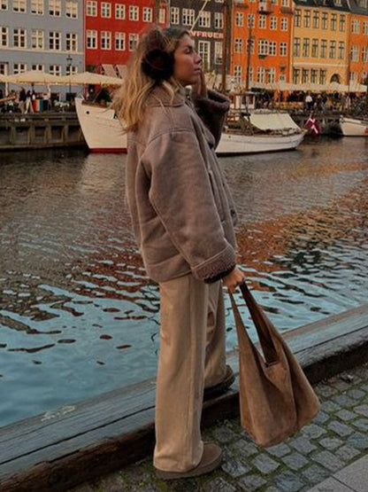 Suède Look Winterjas voor Dames met Fleece Voering – Marvella