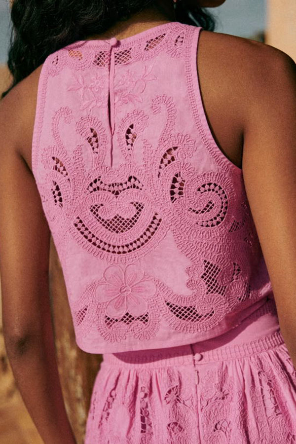 Tweedelige kanten set met maxi-rok – Emilia