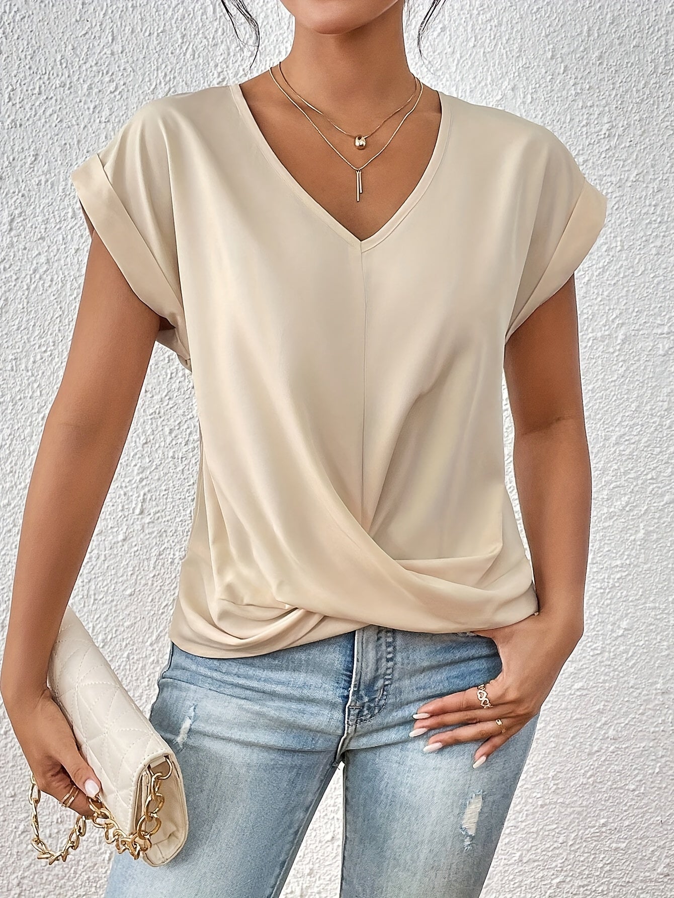 Sweetheart Hals T-shirt Zomer Casual Look – Liora