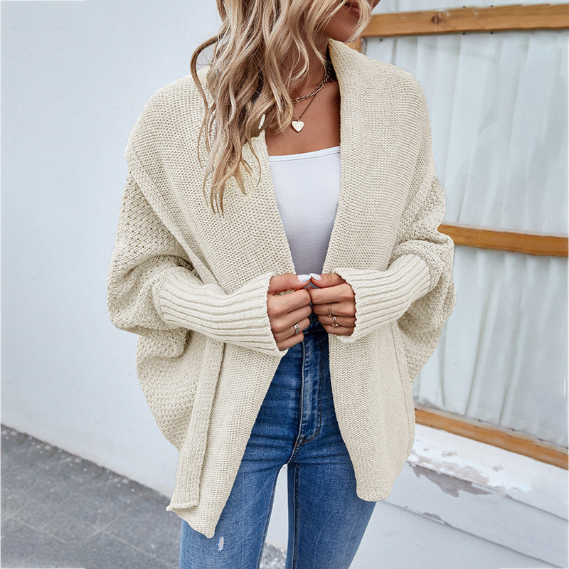 Knitted Cardigan Met Grote Kraag Voor Winter - Sara