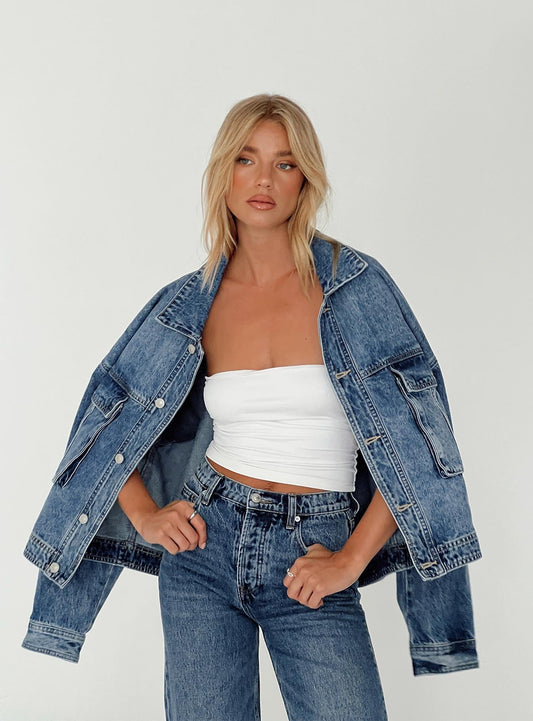 Oversized Spijkerjasje voor Dames in Vintage Denim – Faylen