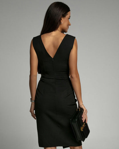 Elegante damesjurk V-hals split getailleerd chic – Melvaria